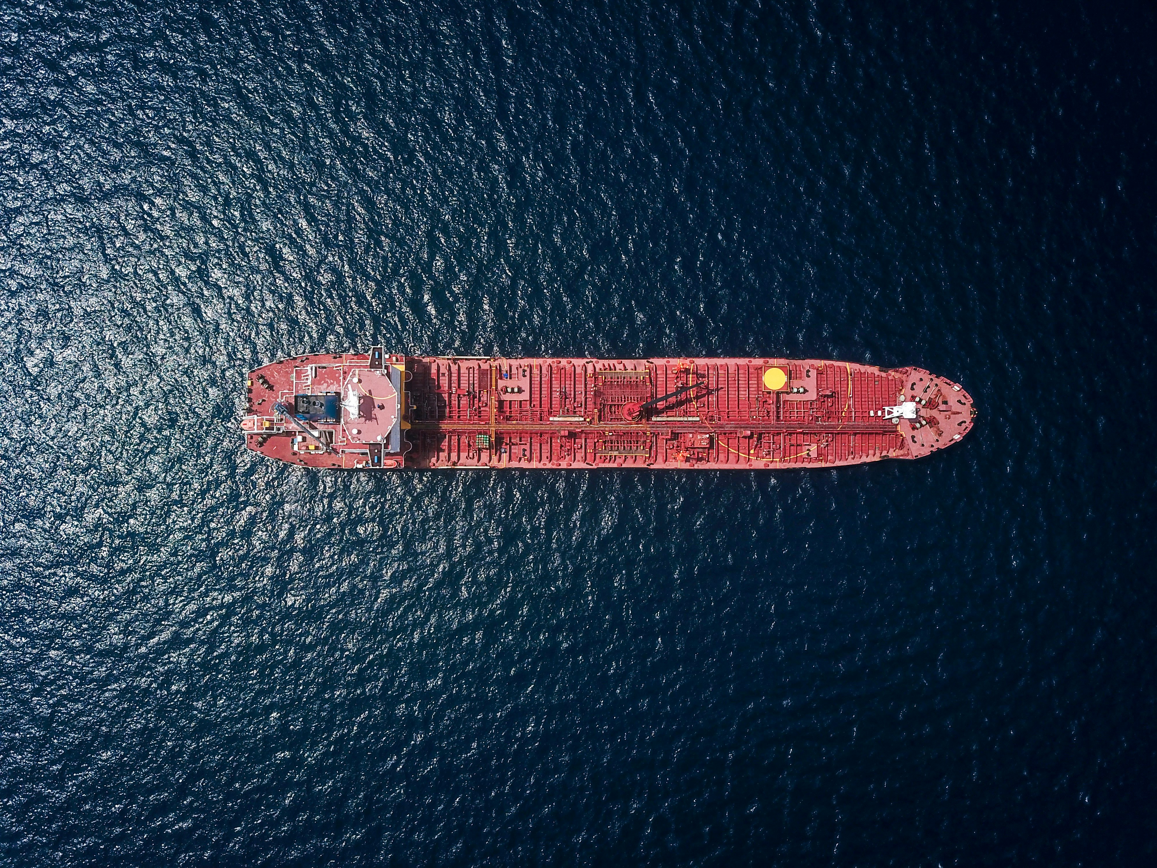 aerial photography of tanker ship